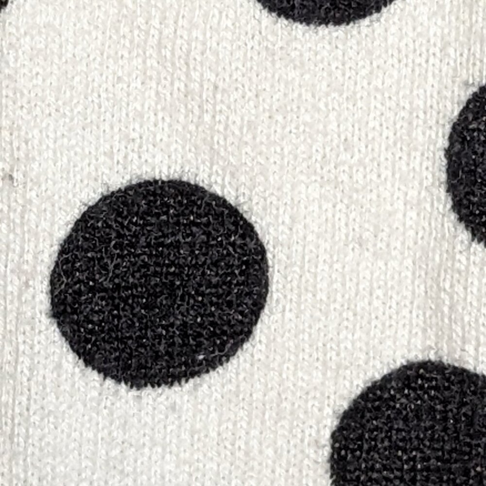 Ann Taylor Classic Cardigan, Winter White with Black Polka-dots, 3/4 sleeve, Siz - Picture 5 of 7